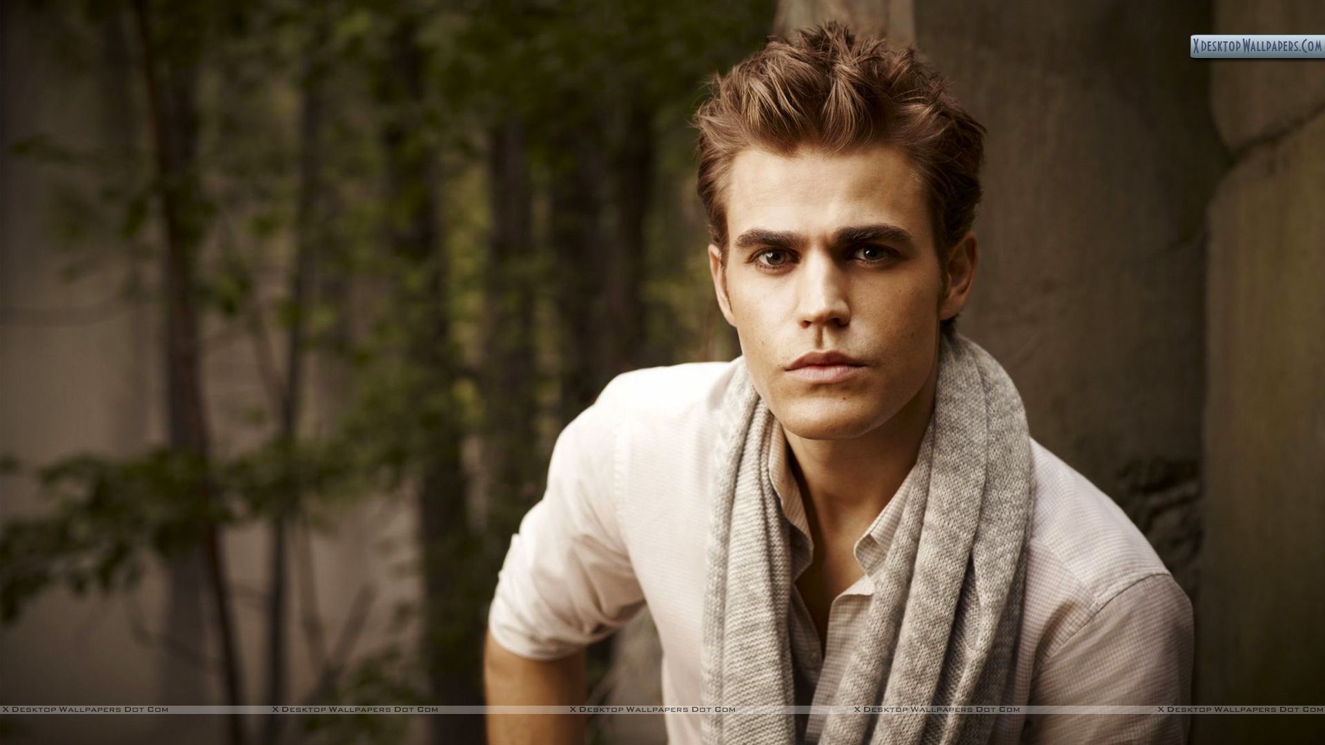 Paul Wesley In White T Shirt Face Closeup