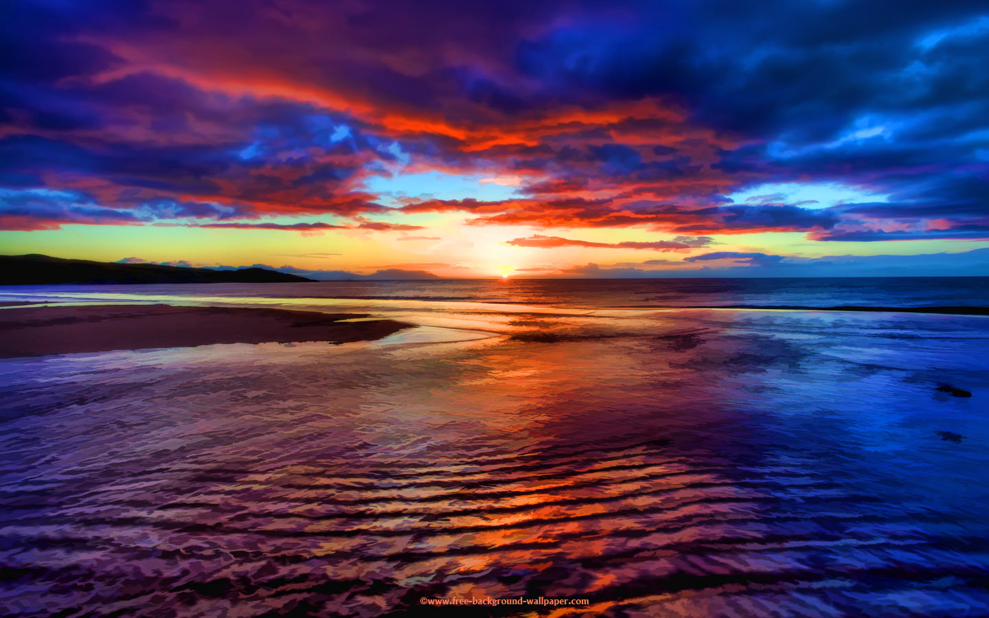 Sunset Beach Scotland Beautiful Background Wallpaper