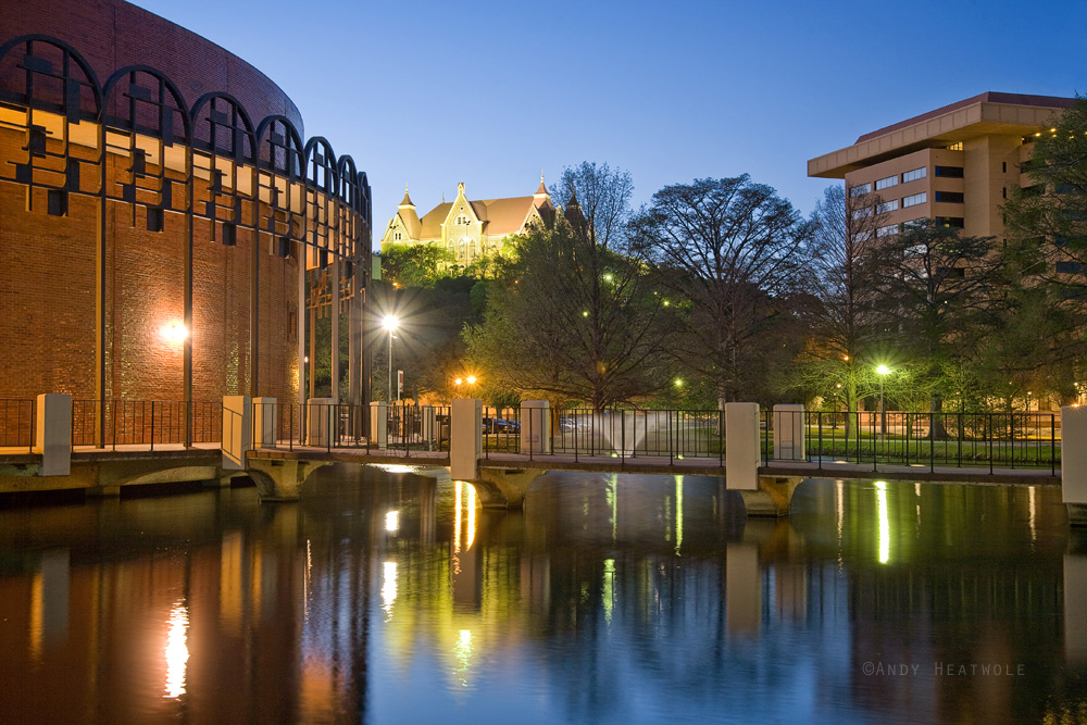 Texas State University At Night Featuring The Theatre Center And Old