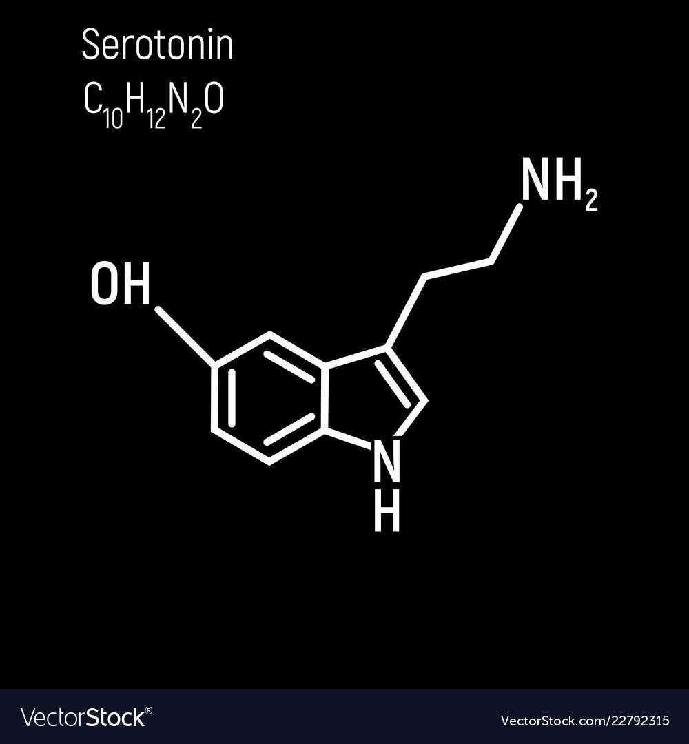 White Serotonin Formula On Black Background Vector Image