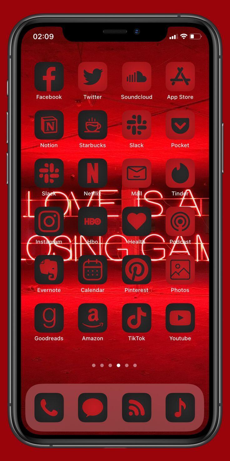 Red And Black App Icons iPhone Theme Pack Aesthetic