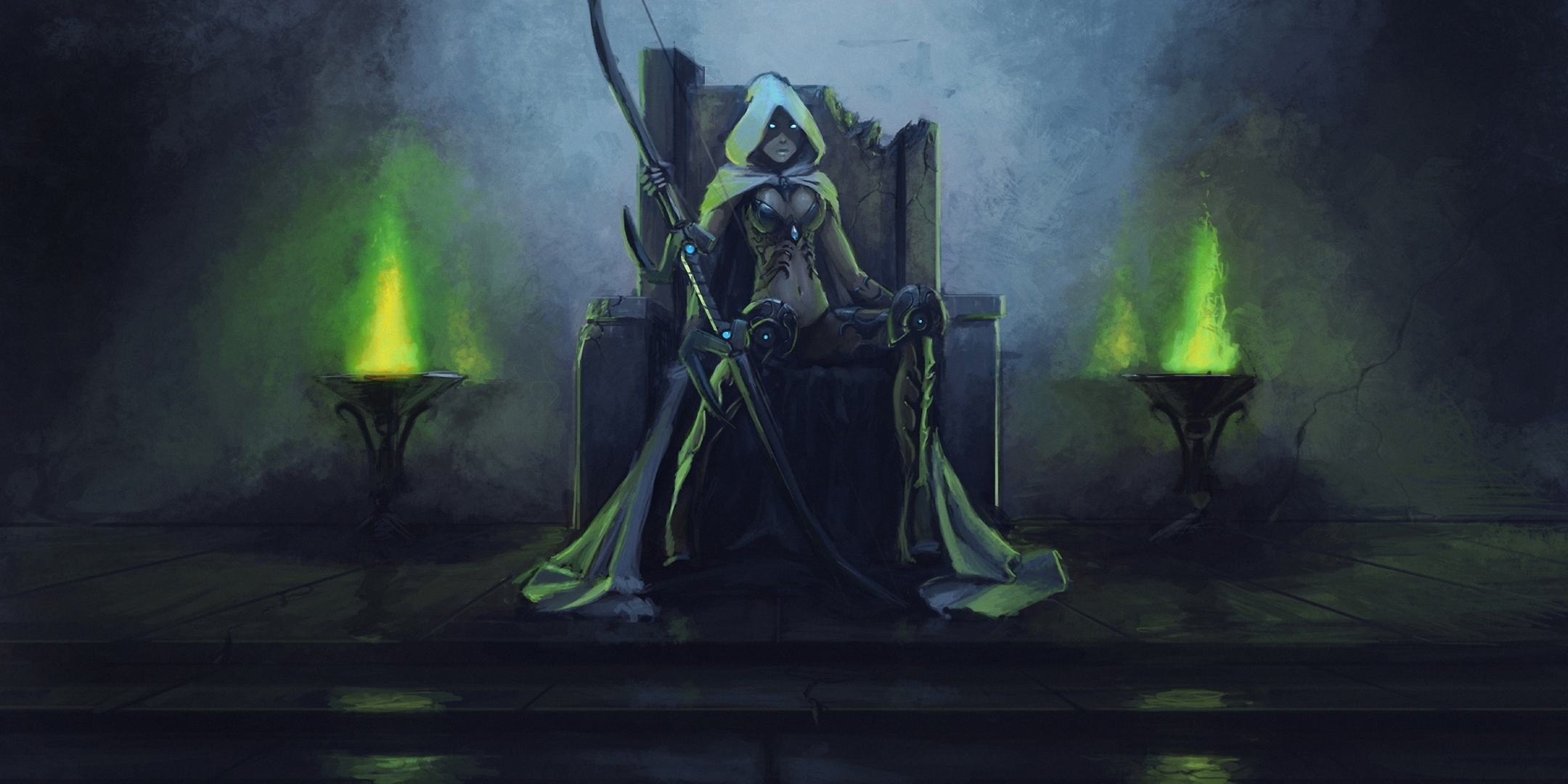 Art World Of Warcraft Sylvanas Windrunner Elf Throne Hood Burning Eyes