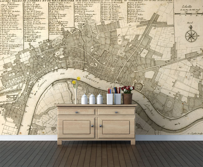 Go Vintage With A Historical Map Mural Wallpapered