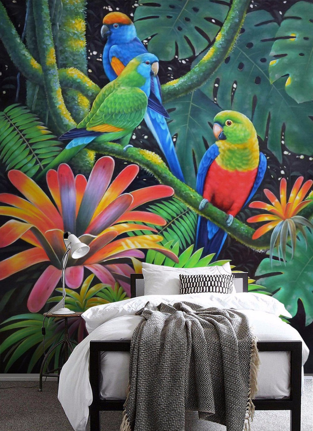 Paint Tropical Rainforests Plant Banana Leaf Birds Polly Wallpaper