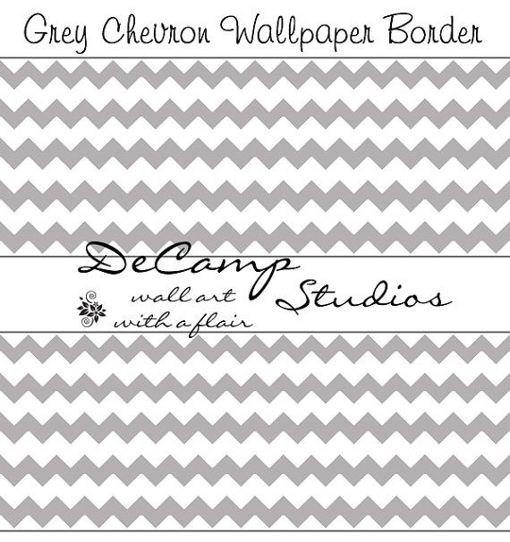 GREY CHEVRON WALLPAPER Border Wall Decal Baby Girl Boy Nursery Childr