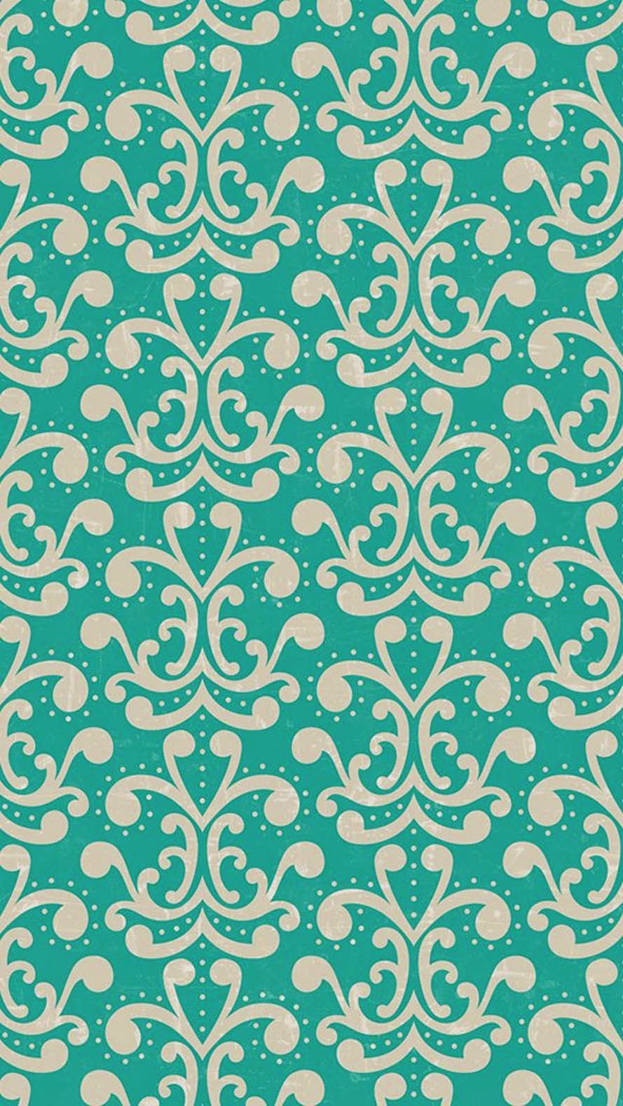 iPhone With Modern Elegant Teal Damask Pattern Is High