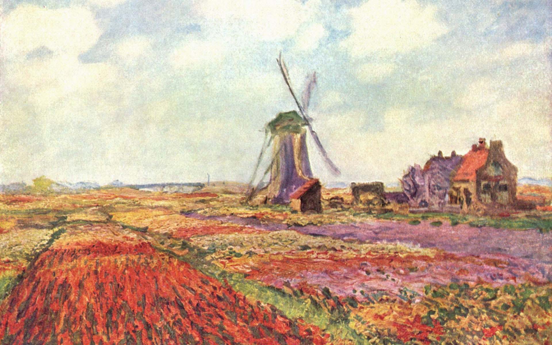 Painting Claude Mo Windmill Wallpaper And Image