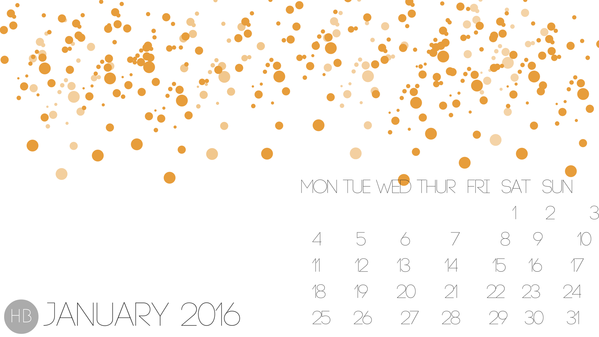 January 2016 Calendar Wallpaper   Hello Black