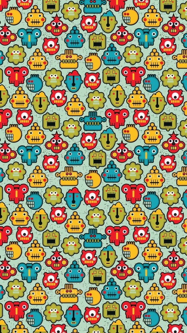 Cute Monsters Pattern Wallpaper For iPhone 5s And