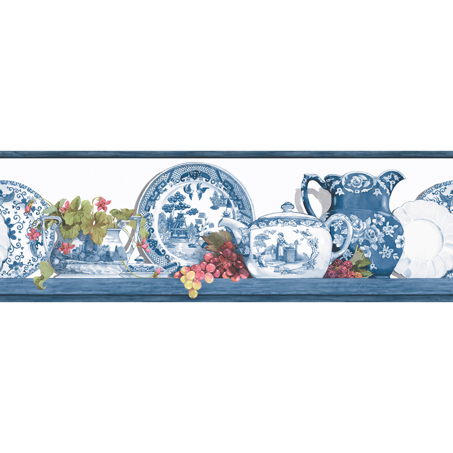 Shop Allen Roth Blue Willow Prepasted Wallpaper Border At