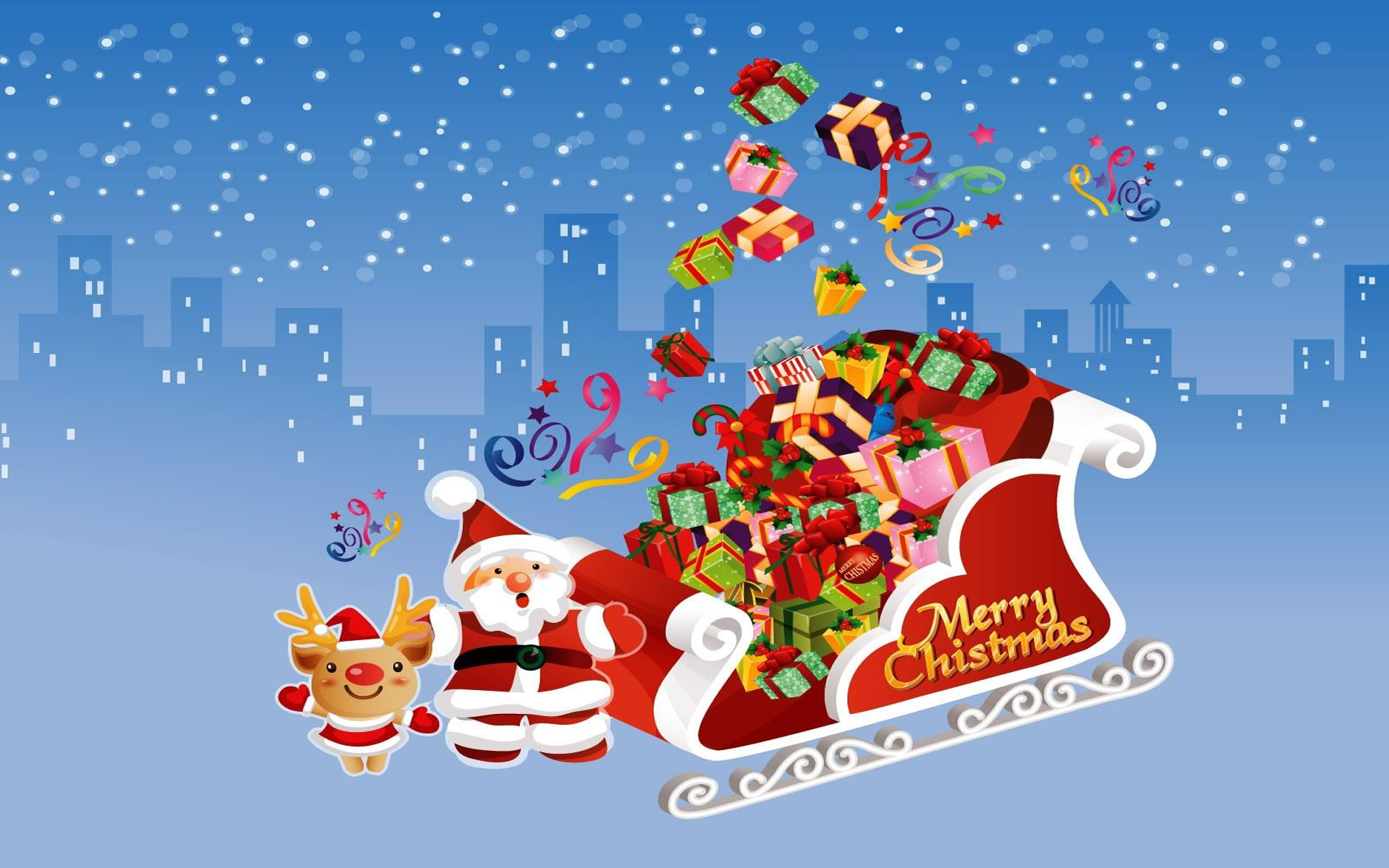 Fondo Navidad Santa Claus Y Rudolph Wallpaper
