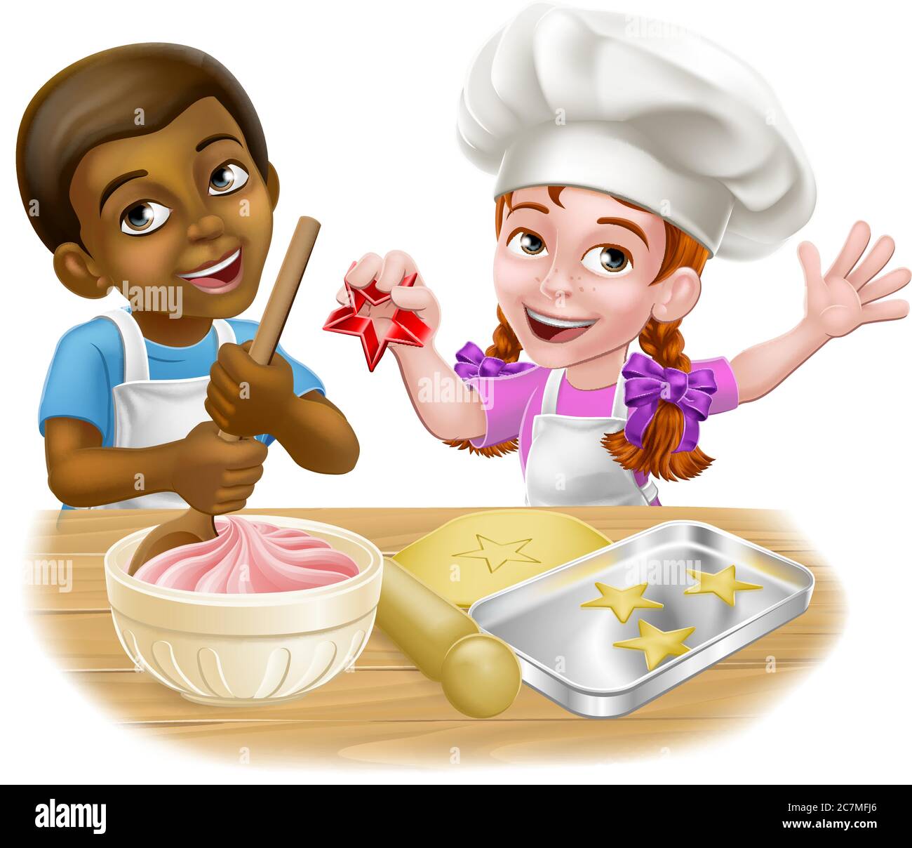 Girl and Boy Cartoon Child Chef Cook Kids Stock Vector Image Art 1300x1208