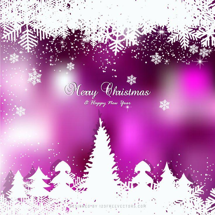 Purple Christmas Winter Background With Snow And Trees
