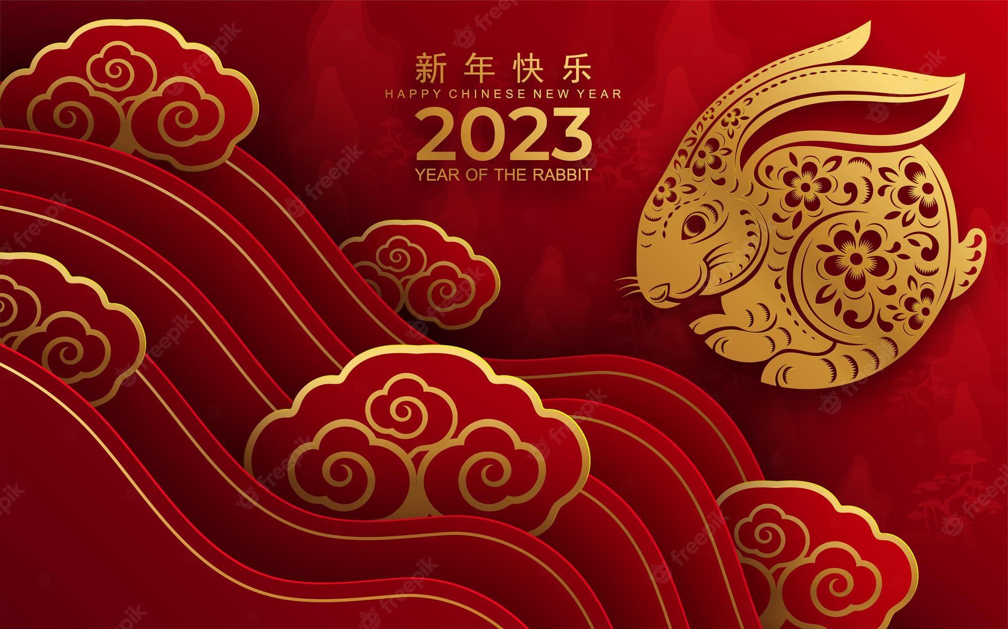 Premium Vector  Happy chinese new year 2023 year of the rabbit