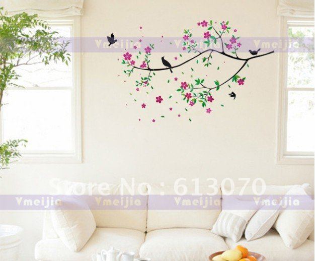 Flowers Birds Wall Stickers Mural Wallpaper Decal Home Cute