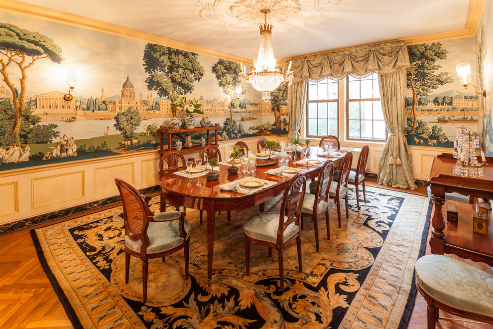 20 Conventional Dining Rooms with Wallpaper Murals  Home Design Lover  Dining  room murals Traditional dining rooms Formal dining room decor