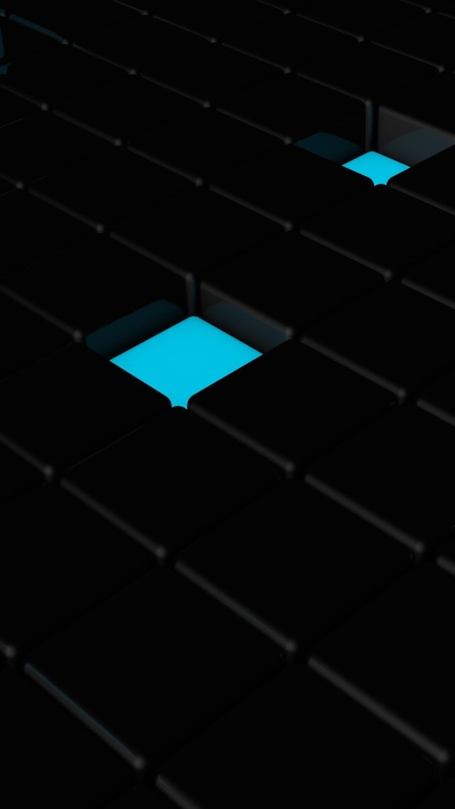 Black And Teal Cubes iPhone Wallpaper