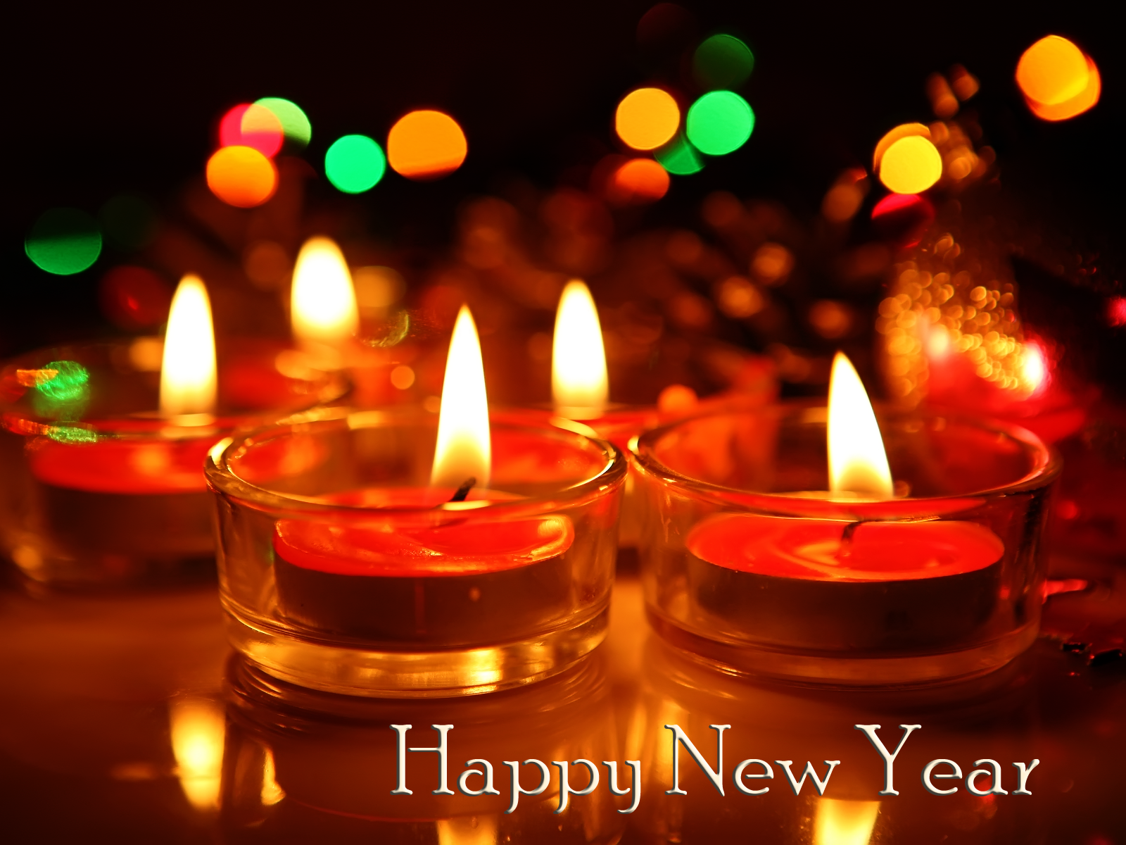 Warm candlelight illuminates the scene, creating a cozy and festive atmosphere for the New Year celebration. The soft glow of the candles adds a touch of magic to the holiday