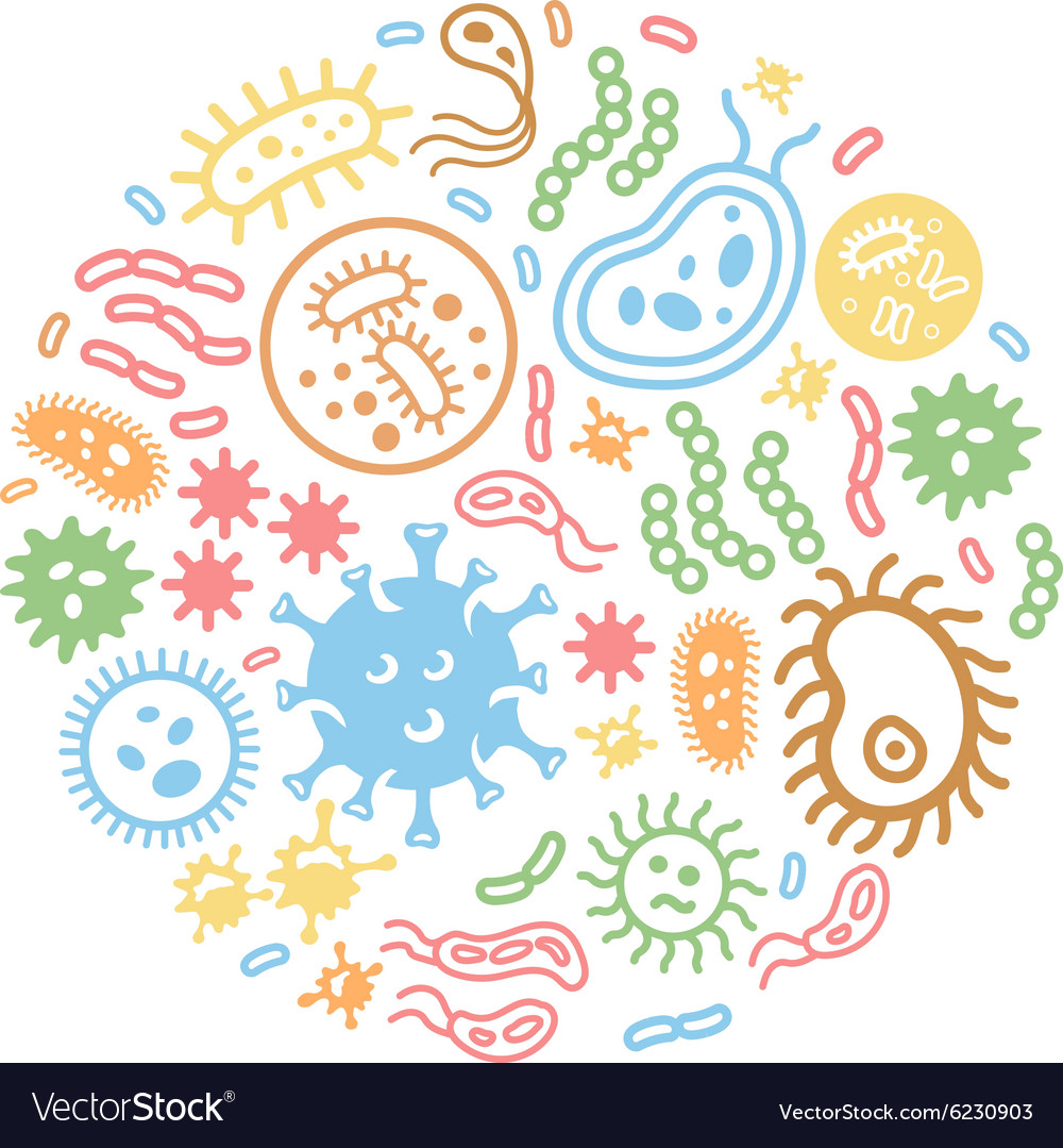 Bacteria And Virus On A Circular Background Vector Image