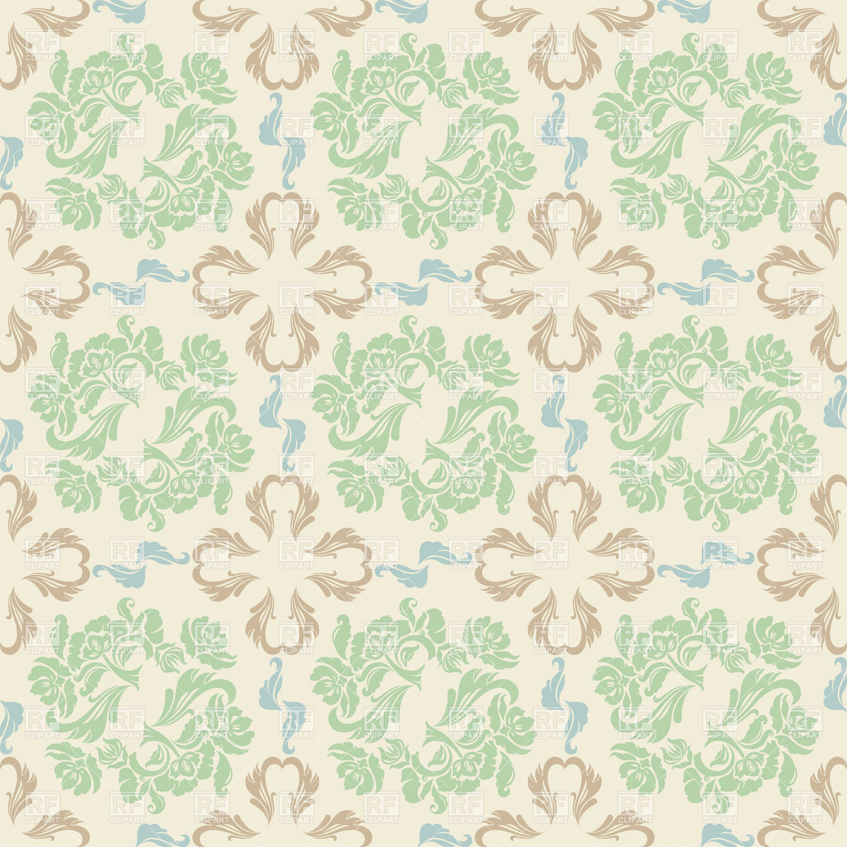 Seamless victorian wallpaper with curled pattern download royalty