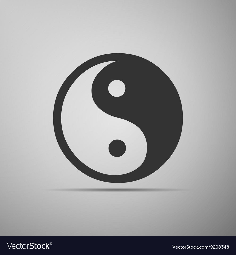 Yin Yang Symbol Icon On Grey Background Royalty Vector