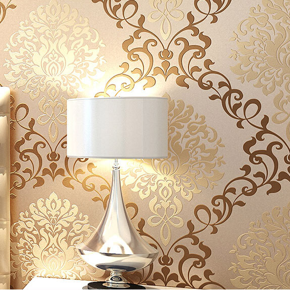 Modern gold damascus wallpaper roll size for hot sales designs for 574x574