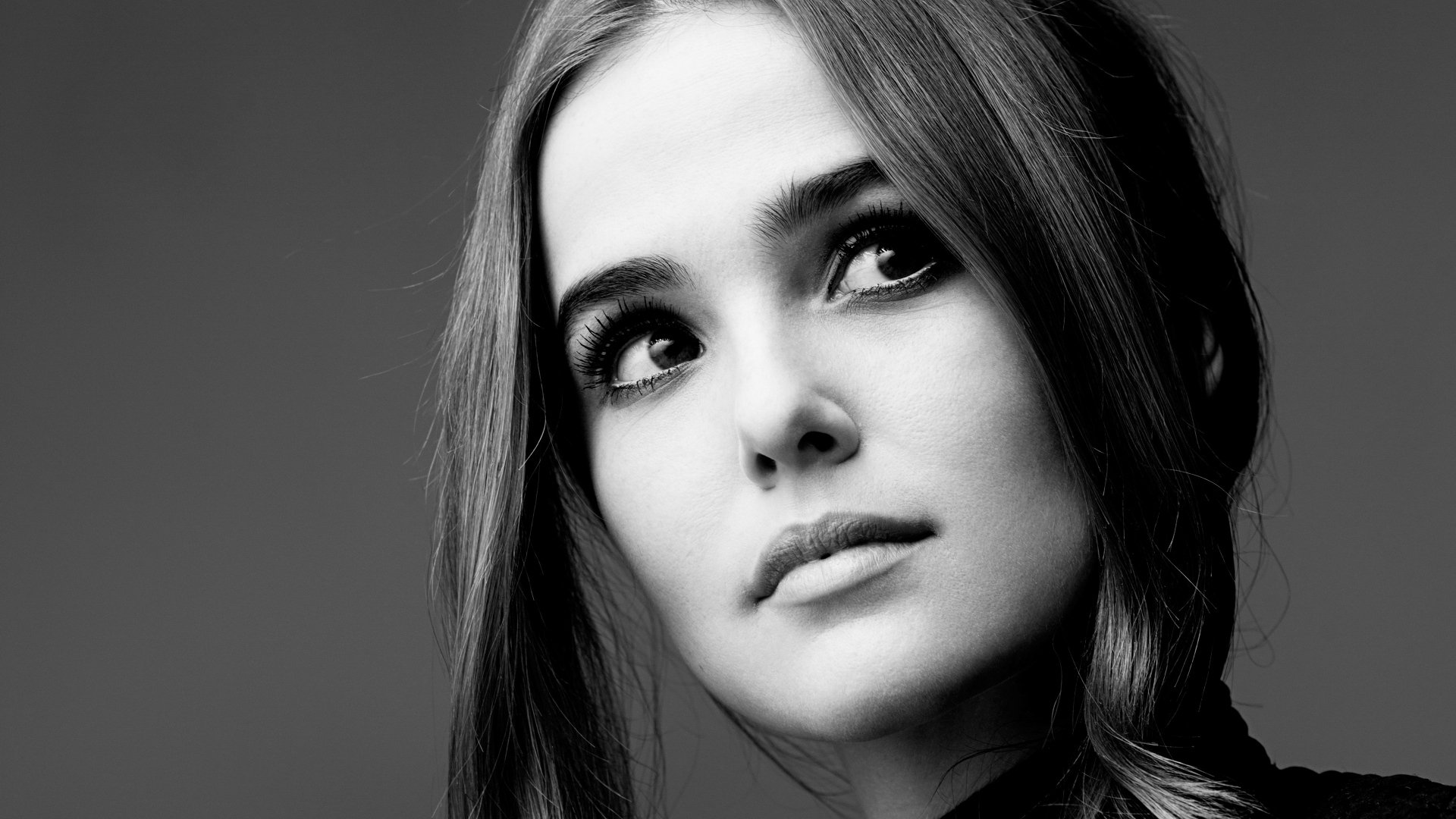 Full HD Wallpaper zoey deutch black and white sight