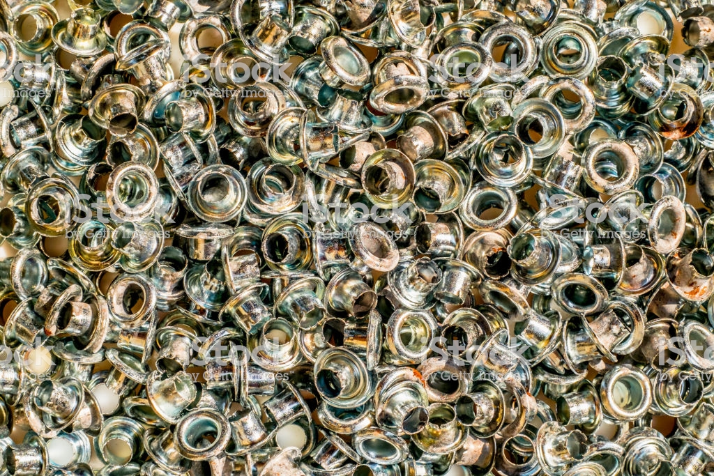 Rusty Silver Brass Eyelet Background Stock Photo Image