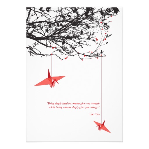 Hanging Origami Paper Cranes Tree Wedding Invite Zazzle