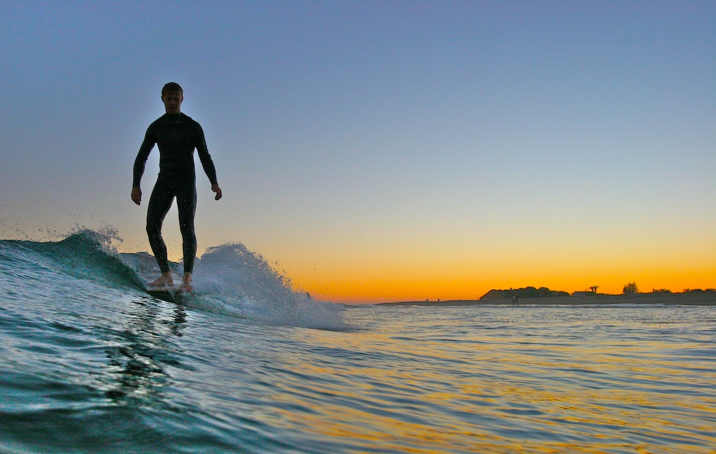 Surfing Sunset Longboard Longboarding the sunset