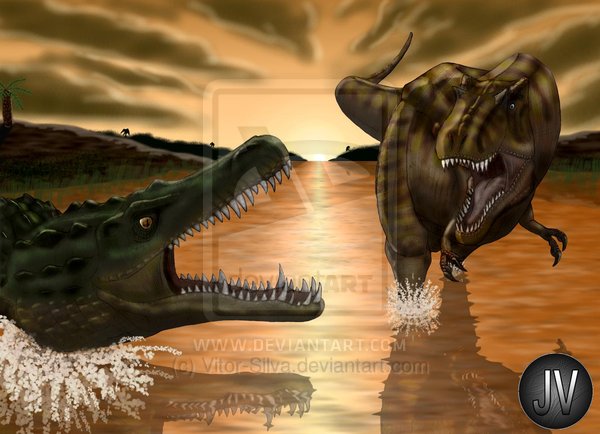 Deinosuchus Vs Albertosaurus By Vitor Silva