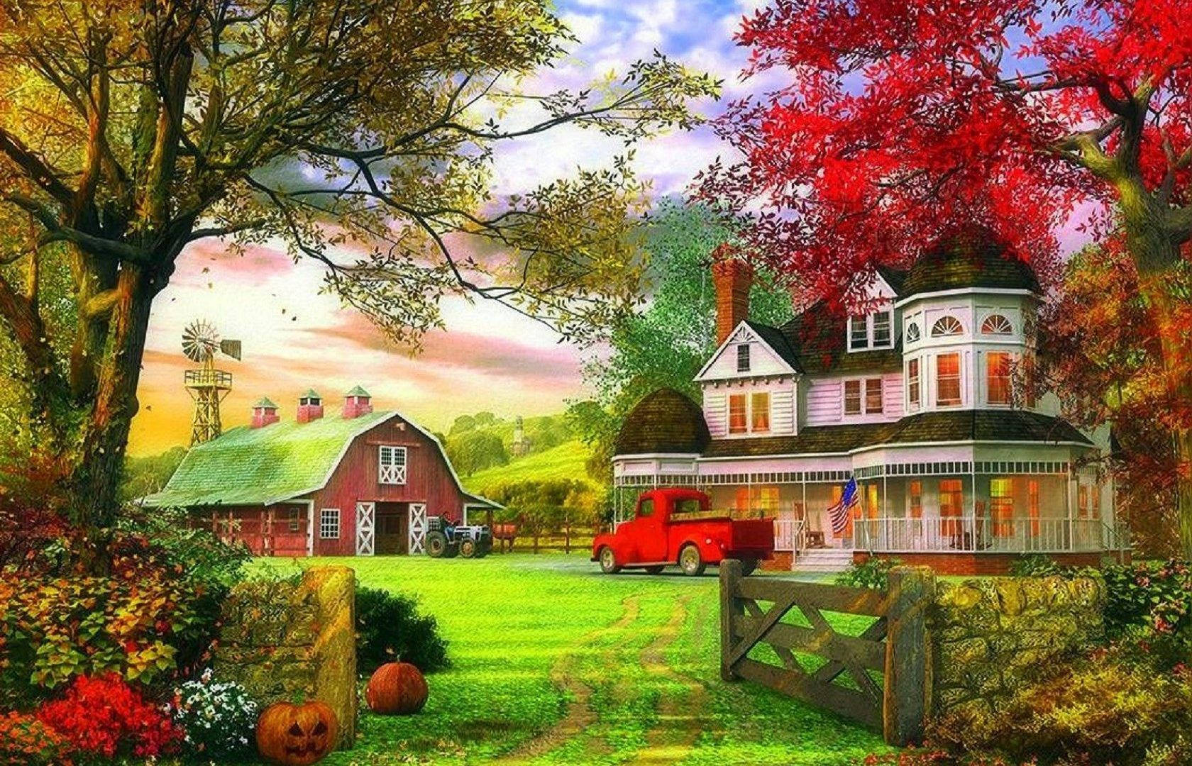 Fall Farm Wallpaper