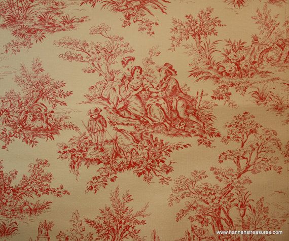 S Vintage Wallpaper Beautiful Red Toile By Hannahstreasures