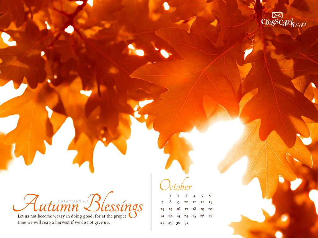 Oct Autumn Blessings Desktop Calendar Monthly Calendars