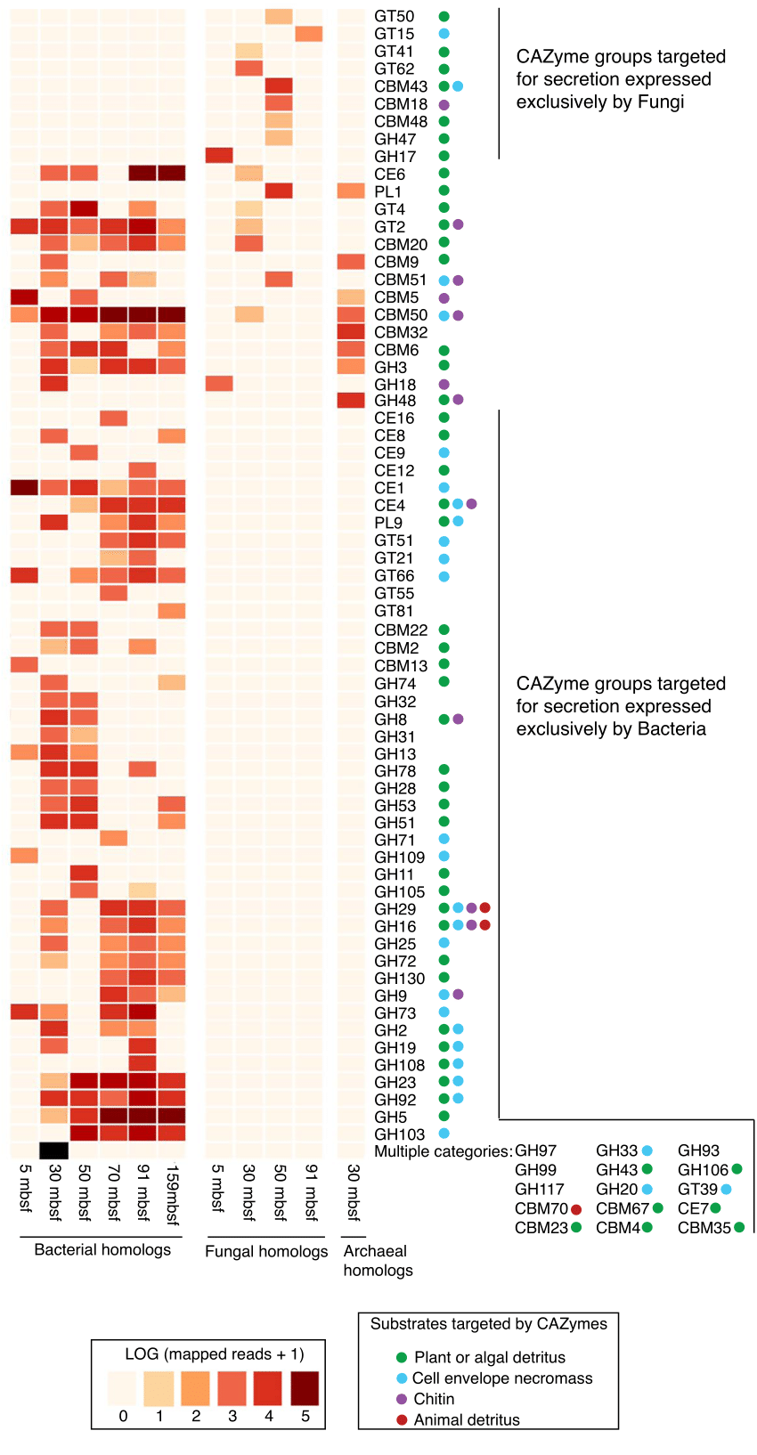 Distribution Of Cazy Protein Classes With Sequence Similarity To