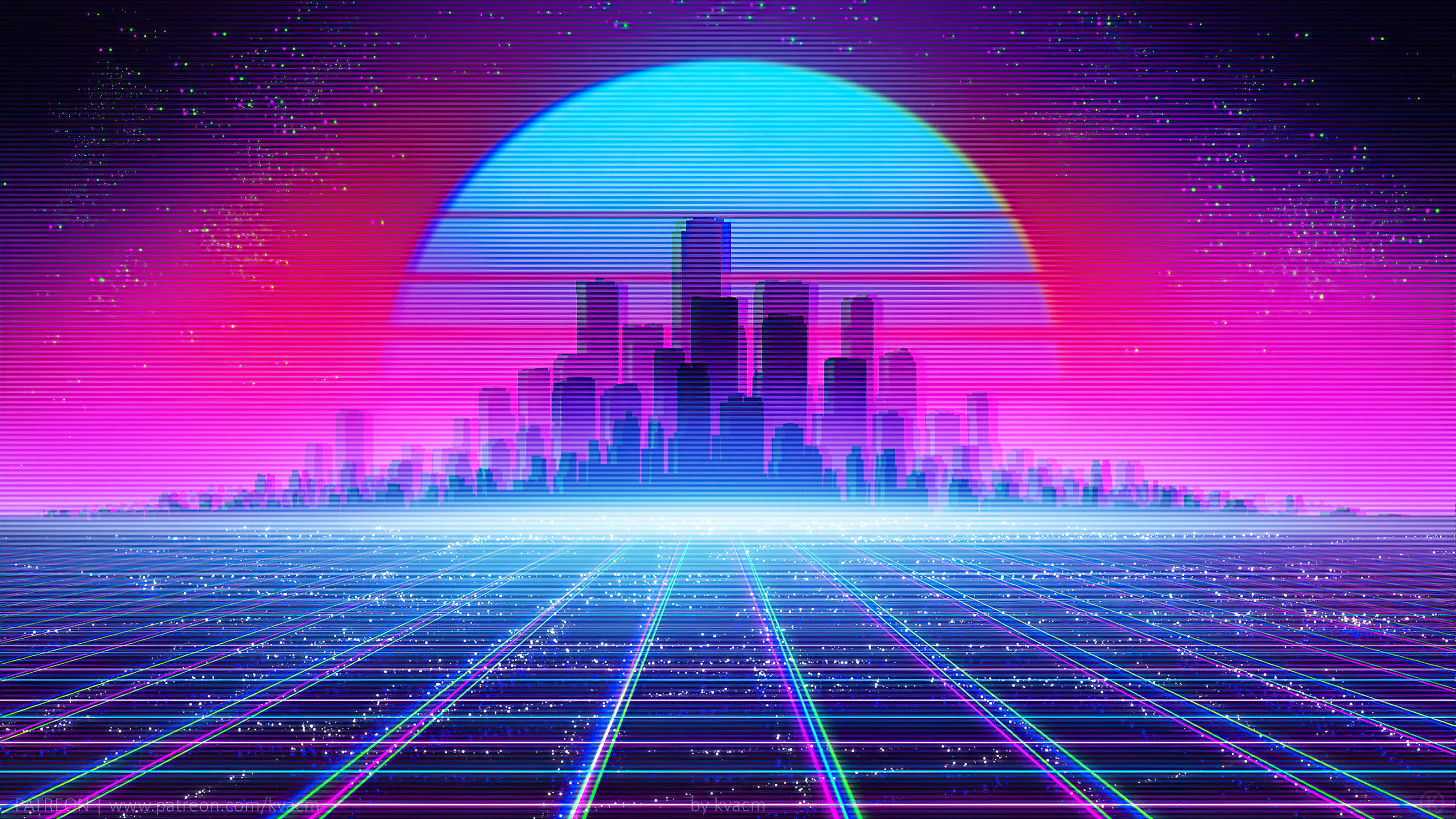 Synthwave Cityscape 4k 1440p Resolution HD Wallpaper Image Photos
