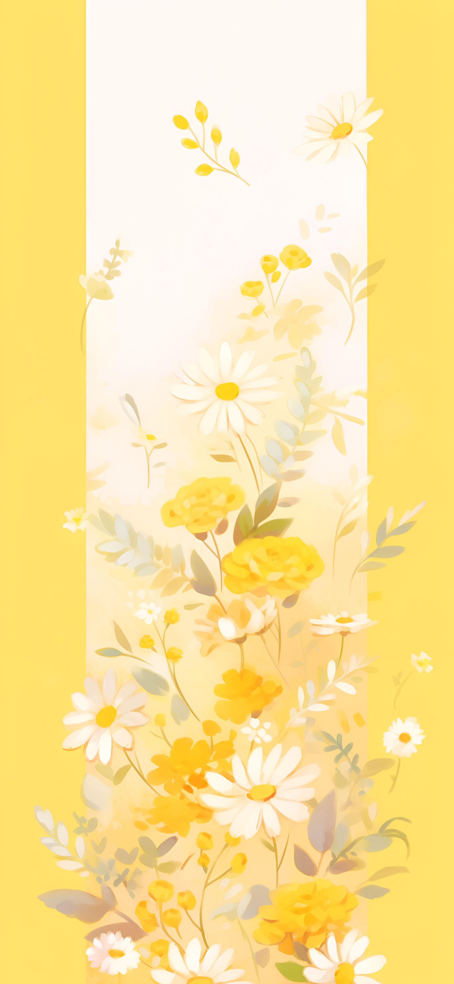 Yellow Aesthetic Watercolor Art Wallpaper