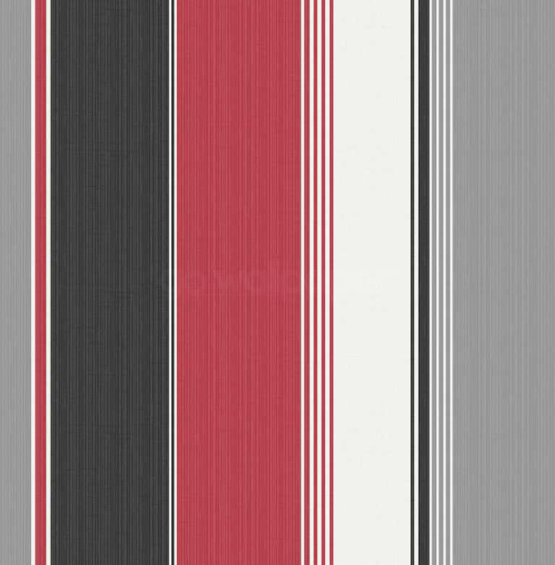 Debona Stripe Red Black Silver Wallpaper Sample