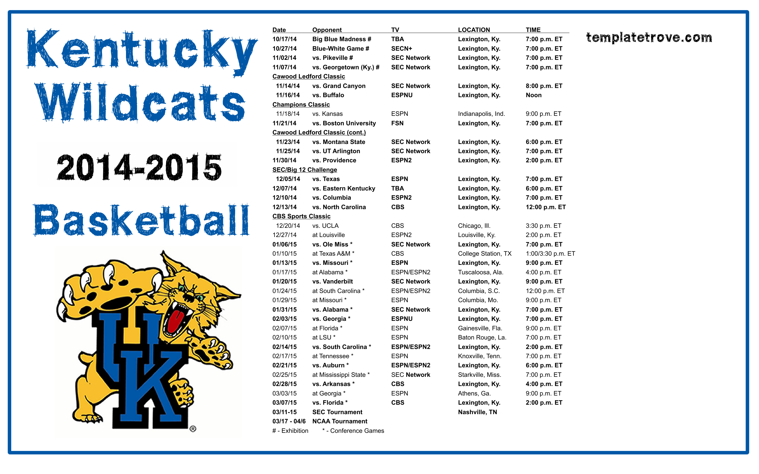 University of Kentucky 2014 2015 Basketball Schedule 2560x1600 PNGpng 2560x1600