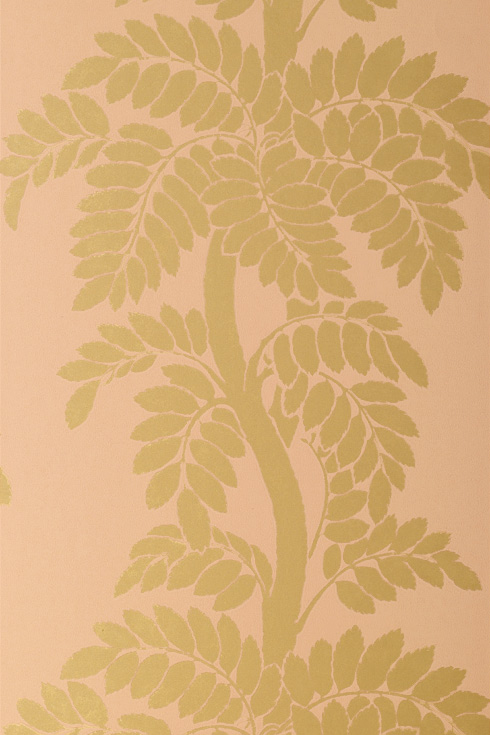 French Wallpaper Glamour Wisteria Gold On Pale Pink