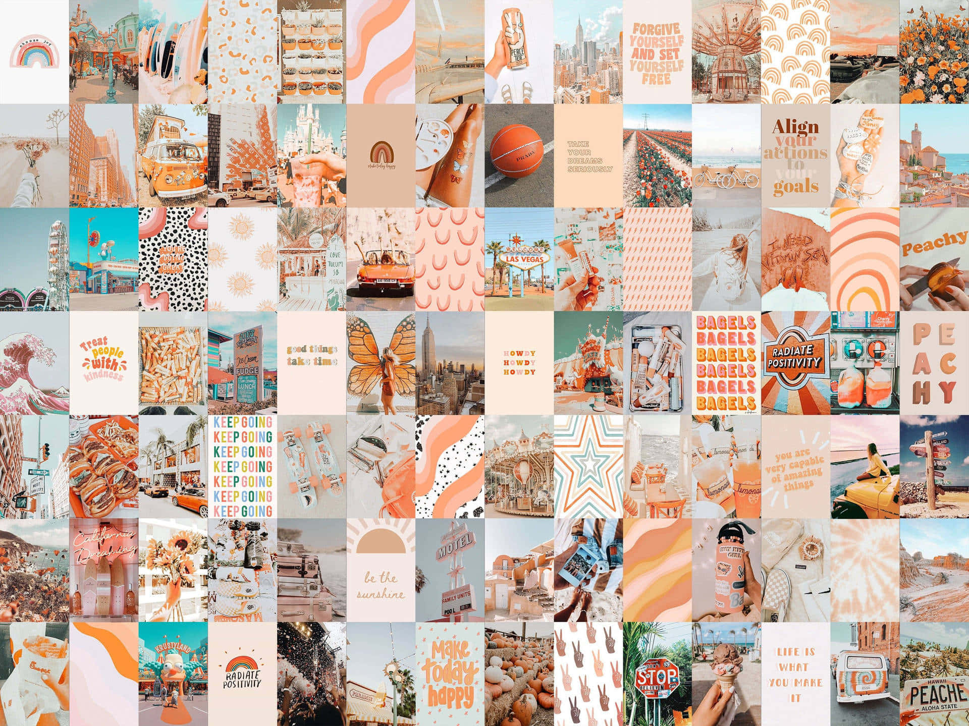 Bright Vibrant Shades Of Orange And Peach Combine To Create Wallpaper