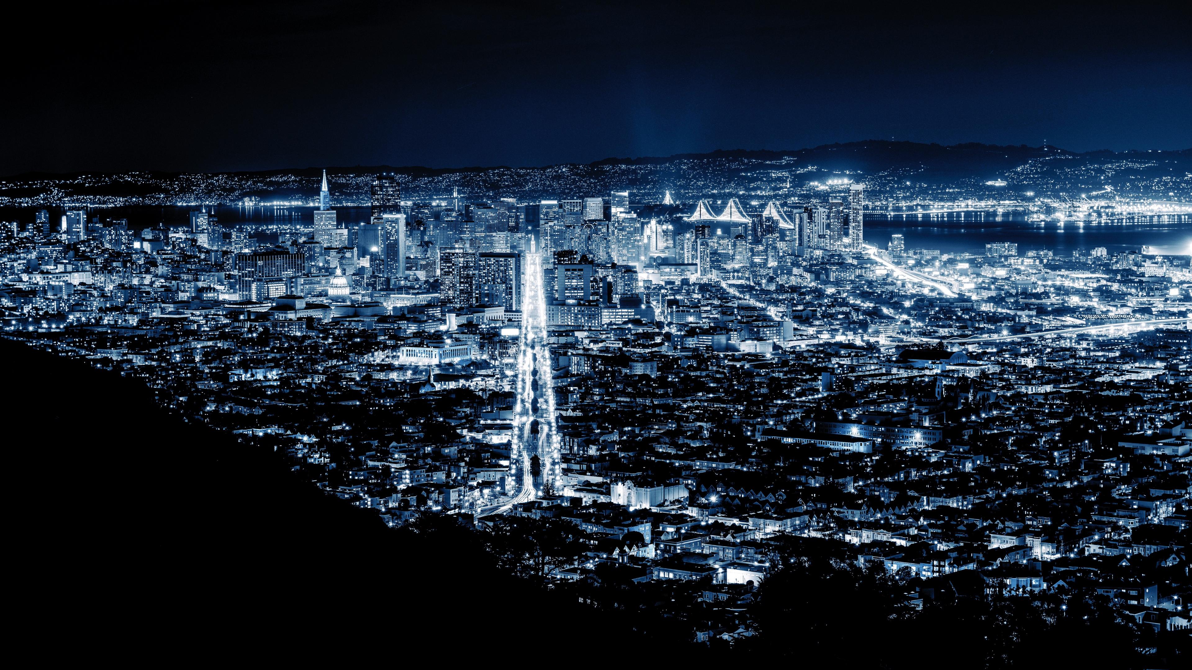 Wallpaper 4k Night City Lights San Francisco United States