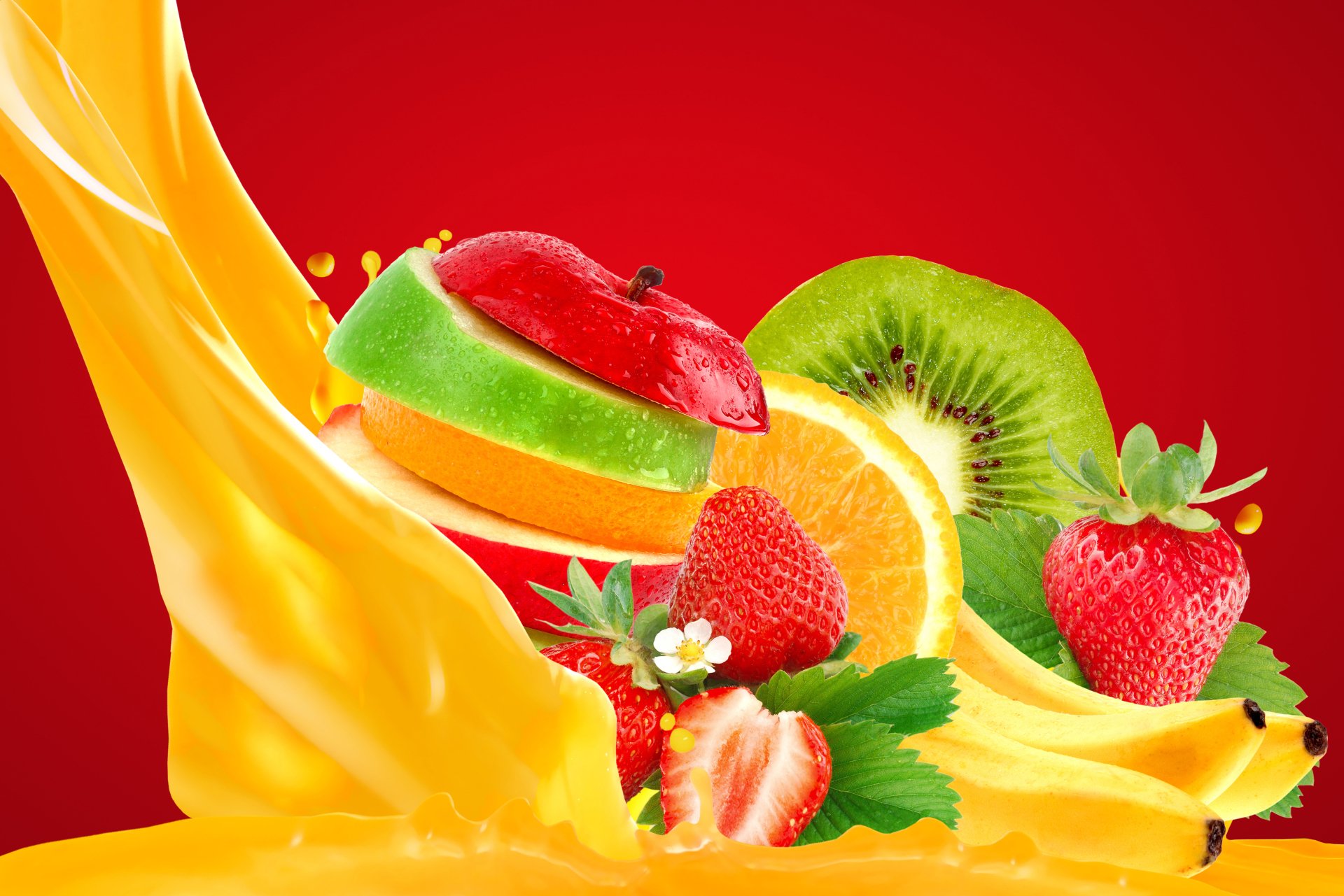 Orange Kiwi Strawberry Apple Food Fruit 4k Ultra HD Wallpaper