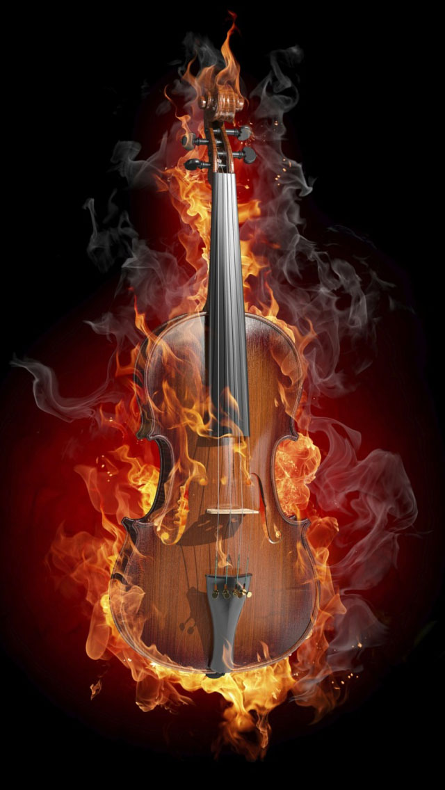 Burning Violin Dark Wallpaper iPhone