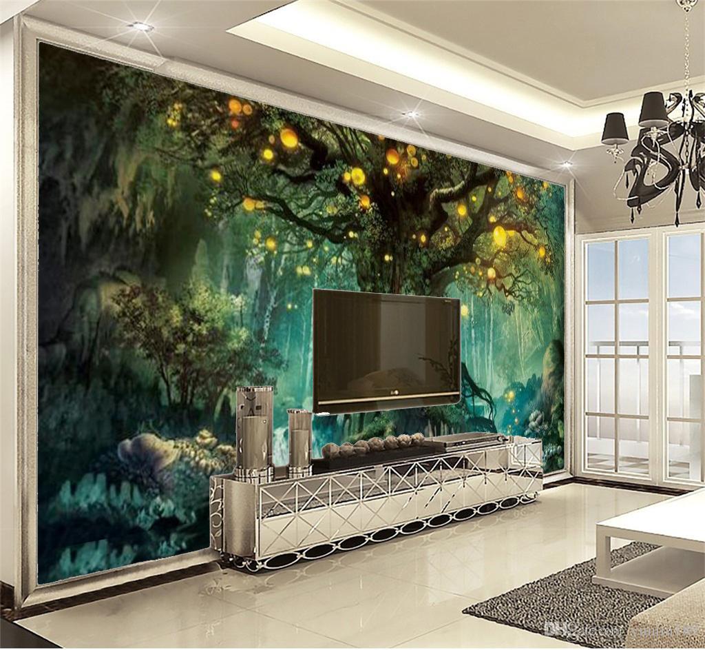 Beibehang 3D Wall Paper Dream Forest Mysterious Big Tree 3d