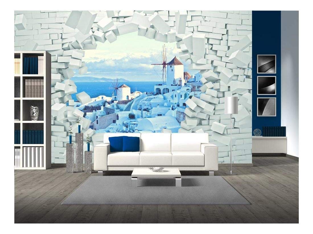 Breaking 3d Wall And Santorini Landscape Murals Wall26