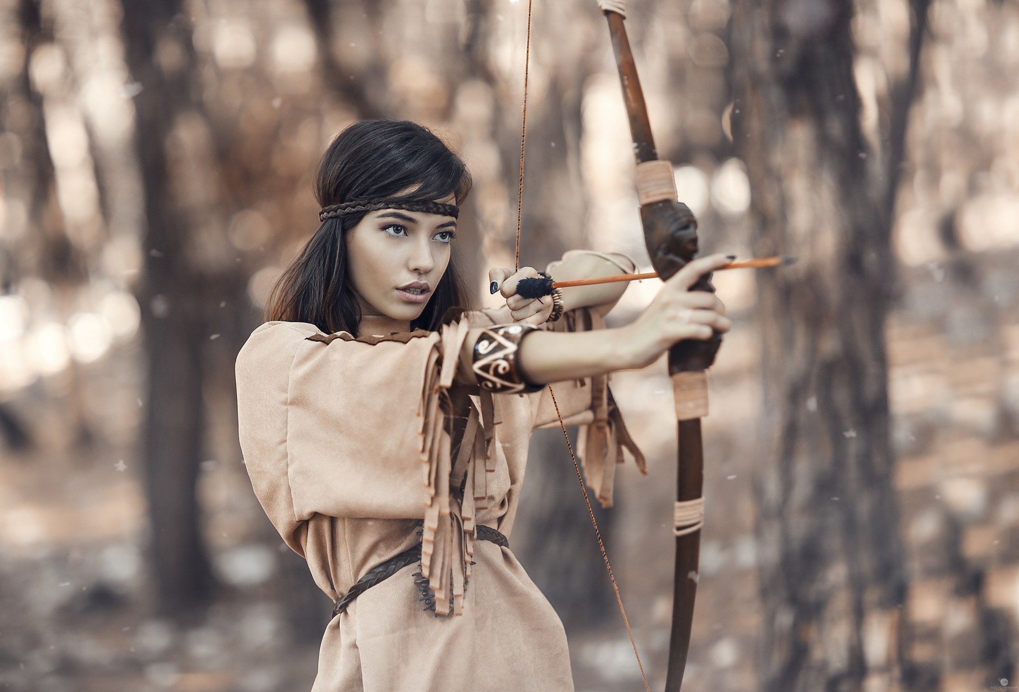 Women Photography Native American Clothing Bow And Arrow
