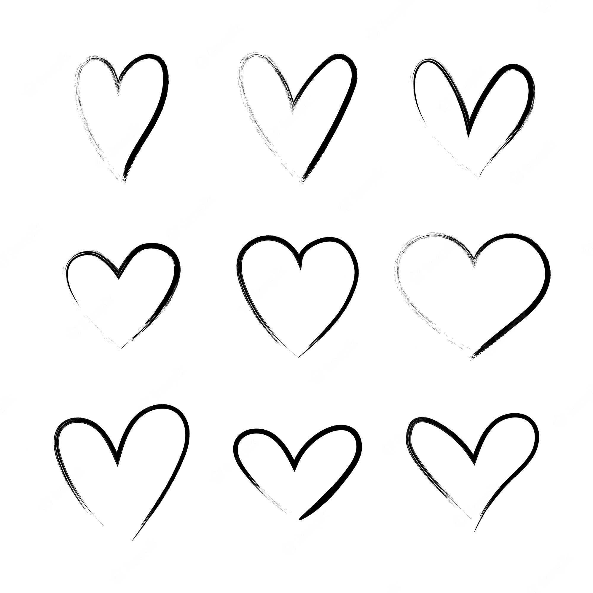 Premium Vector Heart Hand Drawn Grunge Icons Set Isolated On