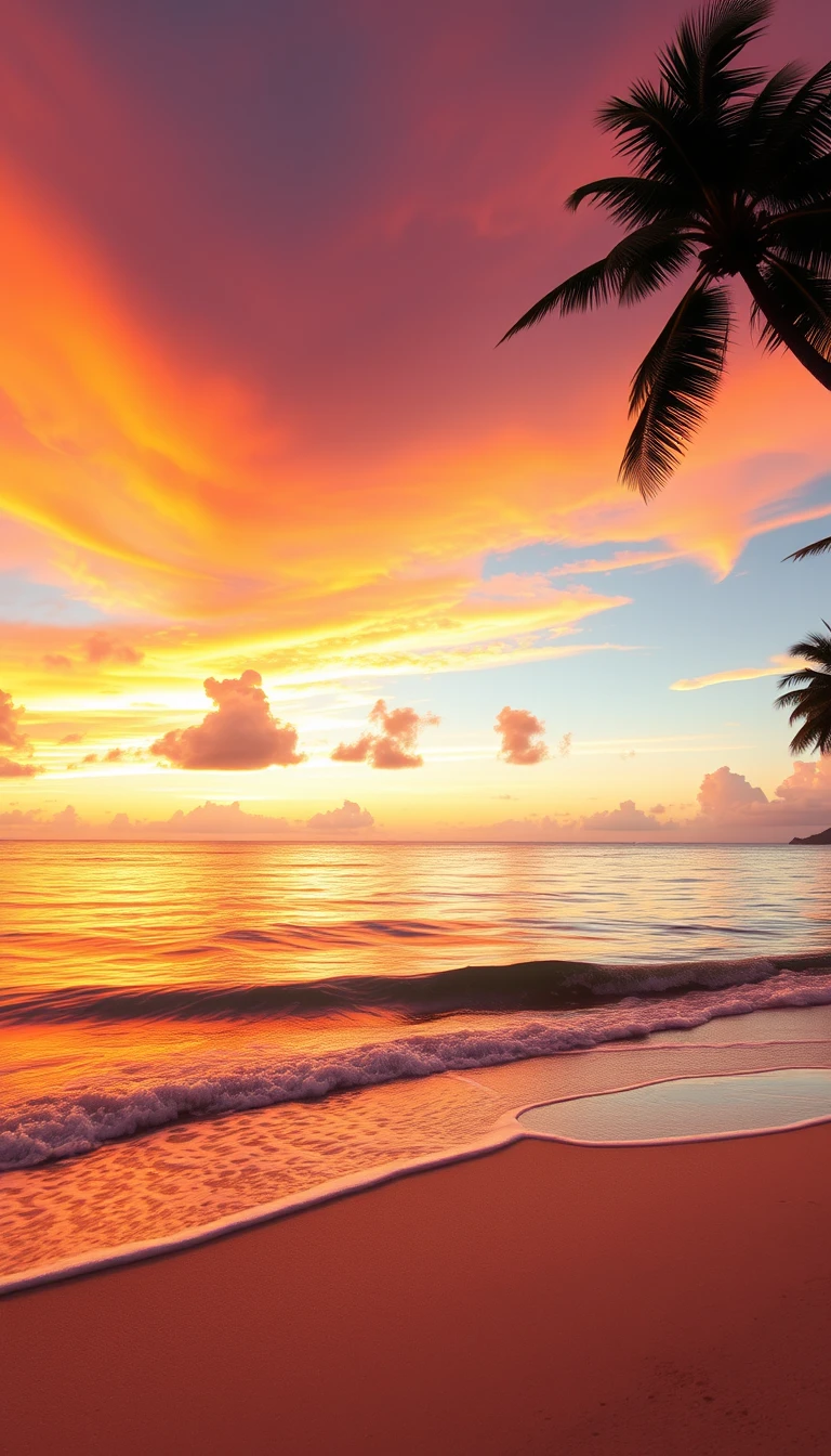 Tropical Beach Sunset Wallpaper
