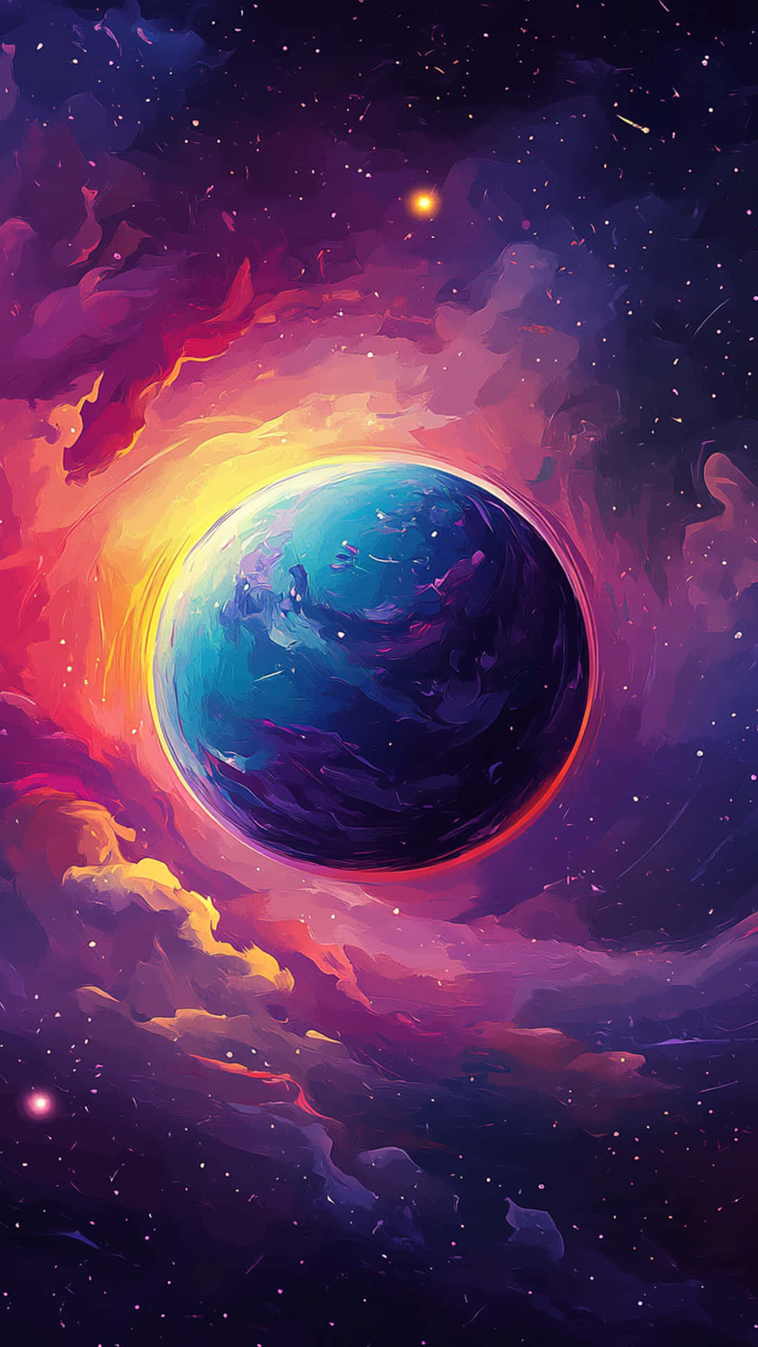Neon Galaxy Art Wallpaper